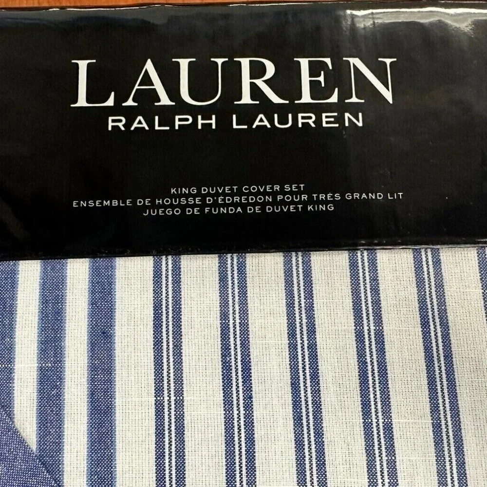 3 Pc Set Lauren Ralph Lauren Heath Stripe King Duvet